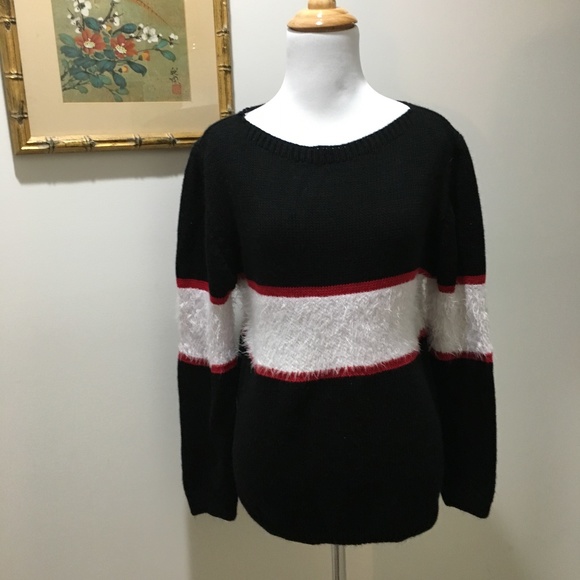 3 for $20 Sale: Furry Striped Boxy Chunky Sweater - Picture 2 of 7